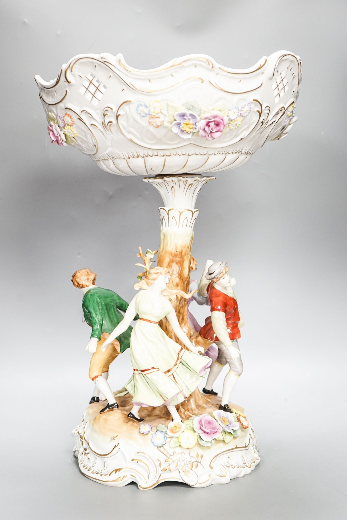 A continental figural centrepiece (repaired) 52cm